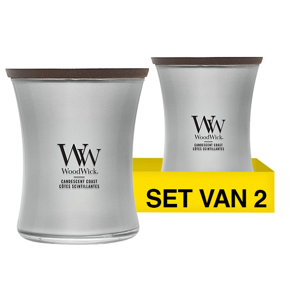 Aanbieding: Woodwick Geurkaars Candescent Coast Medium Hourglass (2 stuks à 275 g) SWO00079 - 1
