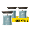 Aanbieding: Woodwick Geurkaars Cedarwood & Ocean Moss Mini Hourglass (3 stuks à 90 g) SWO00080 - 1