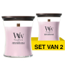 Aanbieding: Woodwick Geurkaars Cherry Blossom & Vanilla Medium Hourglass (2 stuks à 275 g) SWO00083 - 1