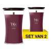 Aanbieding: Woodwick Geurkaars Dark Cherry Large Hourglass (2 stuks à 610 g) SWO00087 - 1