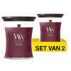 Aanbieding: Woodwick Geurkaars Dark Cherry Medium Hourglass (2 stuks à 275 g) SWO00088 - 1