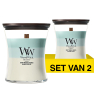 Aanbieding: Woodwick Geurkaars Driftwood Shores Trilogy Medium Hourglass (2 stuks à 275 g) SWO00091 - 1