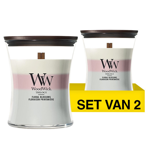 Aanbieding: Woodwick Geurkaars Floral Blossoms Trilogy Medium Hourglass (2 stuks à 275 g) SWO00094 - 1