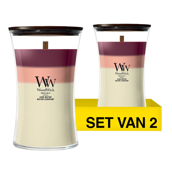 Aanbieding: Woodwick Geurkaars Lush Nectar Large Trilogy Hourglass (2 stuks à 610 g) SWO00095 - 1