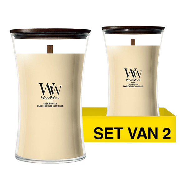 Aanbieding: Woodwick Geurkaars Lush Pomelo Large Hourglass (2 stuks à 610 g) SWO00099 - 1