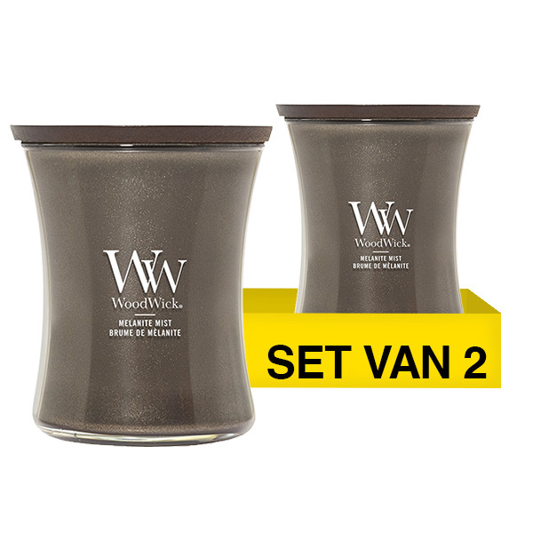 Aanbieding: Woodwick Geurkaars Melanite Mist Medium Hourglass (2 stuks à 275 g) SWO00102 - 1