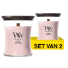Aanbieding: Woodwick Geurkaars Rose Blush Medium Hourglass (2 stuks à 275 g) SWO00105 - 1