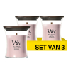 Aanbieding: Woodwick Geurkaars Rose Blush Mini Hourglass (3 stuks à 90 g) SWO00106 - 1