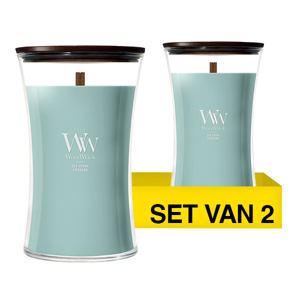 Aanbieding: Woodwick Geurkaars Sea Spray Large Hourglass (2 stuks à 610 g) SWO00108 - 1
