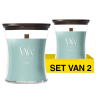 Aanbieding: Woodwick Geurkaars Sea Spray Medium Hourglass (2 stuks à 275 g) SWO00109 - 1