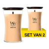 Aanbieding: Woodwick Geurkaars Tangerine & Citron Large Hourglass (2 stuks à 610 g) SWO00115 - 1