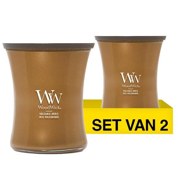 Aanbieding: Woodwick Geurkaars Volcanic Orris Medium Hourglass (2 stuks à 275 g) SWO00117 - 1