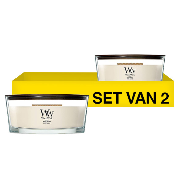 Aanbieding: Woodwick Geurkaars White Honey Ellipse (2 stuks à 454 g) SWO00118 - 1