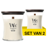 Aanbieding: Woodwick Geurkaars White Honey Medium Hourglass (2 stuks à 275 g) SWO00120 - 1