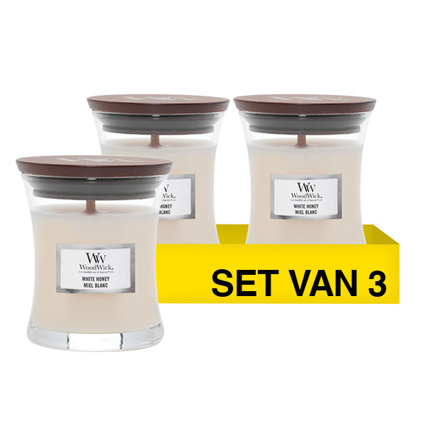 Aanbieding: Woodwick Geurkaars White Honey Mini Hourglass (3 stuks à 90 g) SWO00121 - 1
