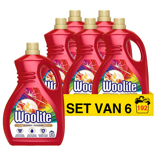 Woolite Aanbieding: Woolite Vloeibaar Wasmiddel Kleur 1,9 Liter (6 flessen - 192 wasbeurten)  SWO00008 - 1