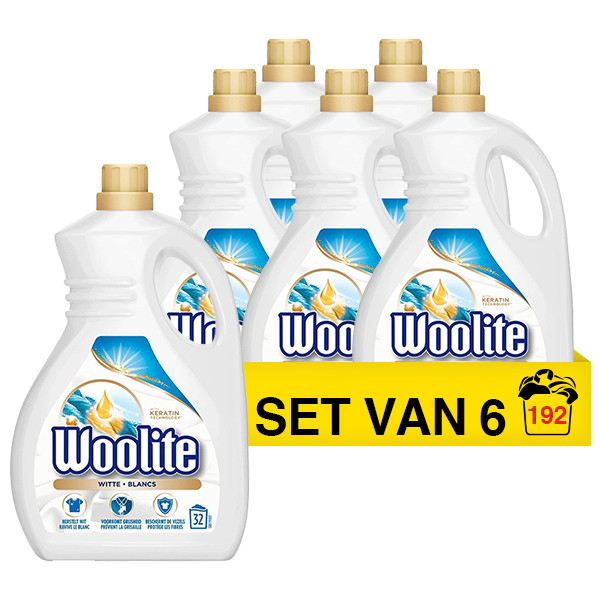 Woolite Aanbieding: Woolite vloeibaar wasmiddel wit 1,9 liter (6 flessen - 192 wasbeurten)  SWO00010 - 1