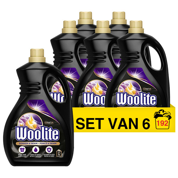 Woolite Aanbieding: Woolite vloeibaar wasmiddel zwart, donker & denim 1,9 liter (6 flessen - 192 wasbeurten)  SWO00006 - 1