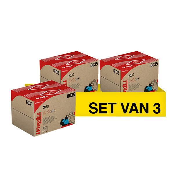 Aanbieding: 3x WypAll X60 General Clean Poetsdoeken 6035 Wit (200 doeken) SWY00034 - 1