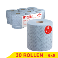 Aanbieding: 5x Papieren WypAll L1 General Clean Poetsdoeken 7494 Blauw (6 rollen) SWY00027