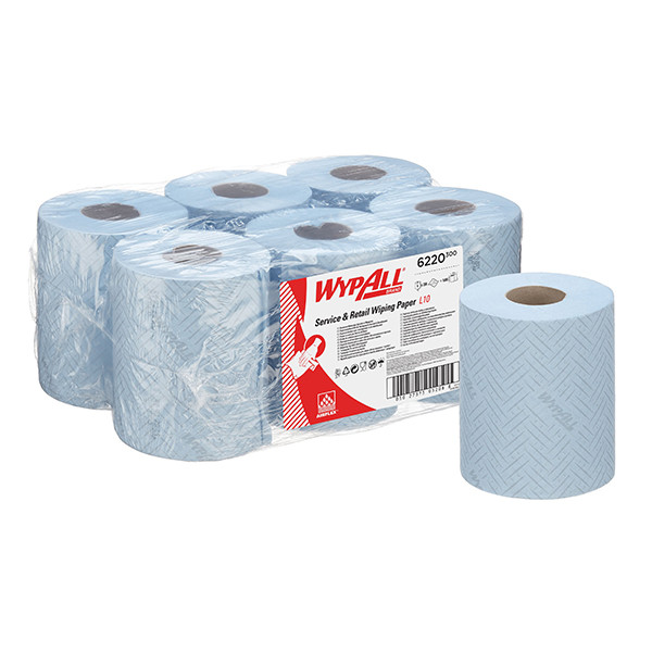WypAll L10 1-laags Poetsdoeken  6220 - Centerfeedrol, Blauw (6 rollen)  SWY00006 - 1