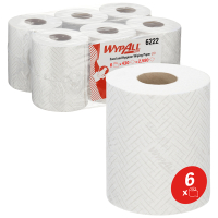 WypAll L10 1-laags Poetsdoeken 6222 -  Centerfeedrol, Wit (6 rollen)  SWY00007