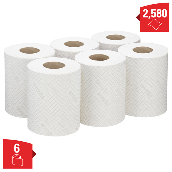 WypAll L10 1-laags Poetsdoeken 6222 Centerfeedrol Wit (6 rollen) SWY00007 - 2