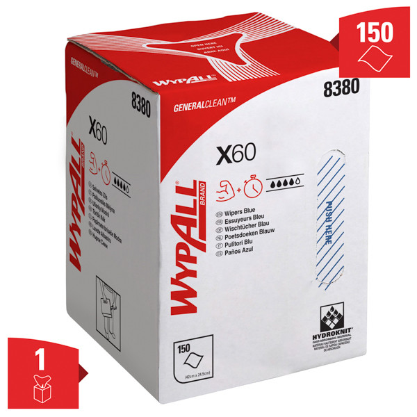 WypAll X60 General Clean Poetsdoeken 8380, Blauw  SWY00012 - 2