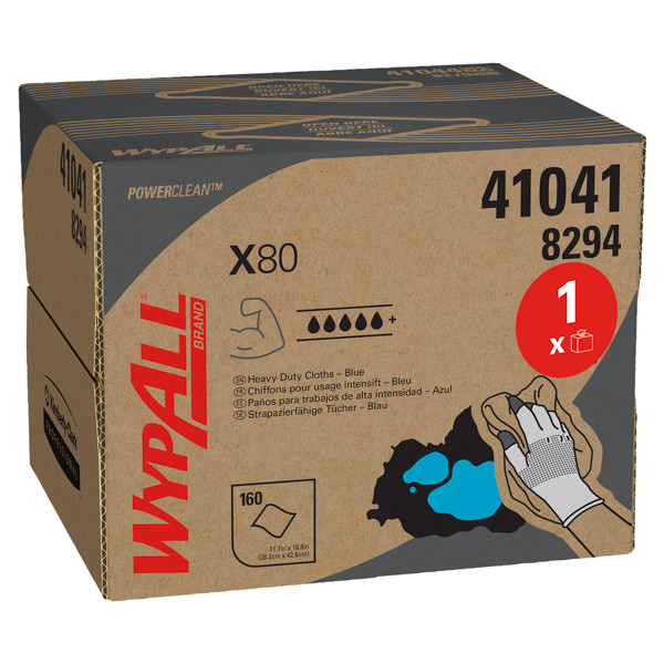 WypAll X80 Power Clean Poetsdoeken 8294, Blauw (160 doeken)  SWY00015 - 1