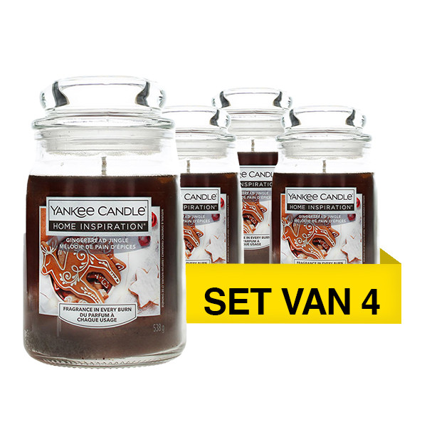 Aanbieding: Yankee Candle Home Inspiration Large Jar Candle Gingerbread Jingle (4 stuks à 538 g) SYA00114 Aanbieding: Yankee Candle Home Inspiration Large Jar Candle Gingerbread Jingle (4 stuks à 538 g) SYA00114 - 1