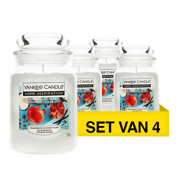 Aanbieding: Yankee Candle Home Inspiration Large Jar Candle Pomegranate Coconut (4 stuks à 538 g) SYA00086 Aanbieding: Yankee Candle Home Inspiration Large Jar Candle Pomegranate Coconut (4 stuks à 538 g) SYA00086 - 1
