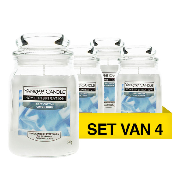 Aanbieding: Yankee Candle Home Inspiration Large Jar Candle Soft Cotton (4 stuks à 538 g) SYA00088 Aanbieding: Yankee Candle Home Inspiration Large Jar Candle Soft Cotton (4 stuks à 538 g) SYA00088 - 1