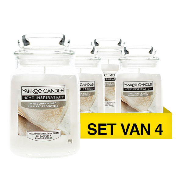 Aanbieding: Yankee Candle Home Inspiration Large Jar Candle White Linen & Lace (4 stuks à 538 g) SYA00092 Aanbieding: Yankee Candle Home Inspiration Large Jar Candle White Linen & Lace (4 stuks à 538 g) SYA00092 - 1