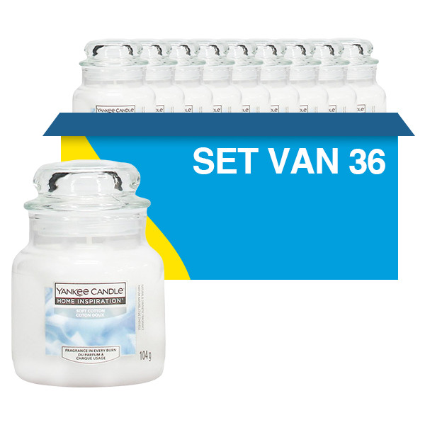 Aanbieding: Yankee Candle Home Inspiration Small Jar Candle Soft Cotton (36 stuks à 104 g) SYA00058 Aanbieding: Yankee Candle Home Inspiration Small Jar Candle Soft Cotton (36 stuks à 104 g) SYA00058 - 1