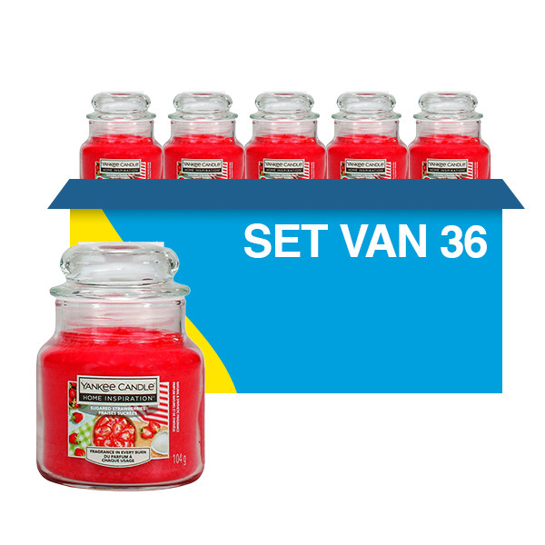 Aanbieding: Yankee Candle Home Inspiration Small Jar Candle Sugared Strawberries (36 stuks à 104 g) SYA00074 Aanbieding: Yankee Candle Home Inspiration Small Jar Candle Sugared Strawberries (36 stuks à 104 g) SYA00074 - 1