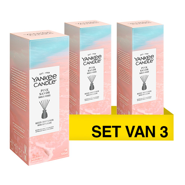 Aanbieding: Yankee Candle Reed Diffuser Pink Sands (3 stuks à 100 ml) SYA00337 - 1