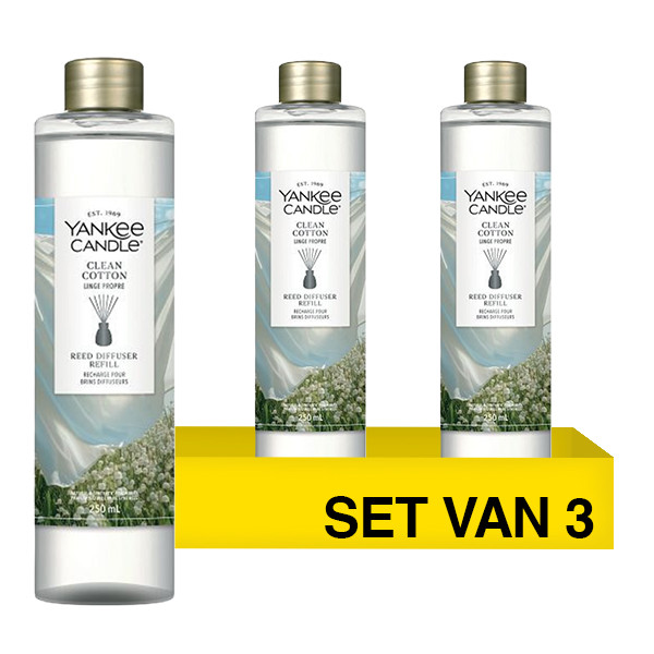 Aanbieding: Yankee Candle Reed Diffuser Refill Clean Cotton (3 stuks à 250 ml) SYA00344 - 1