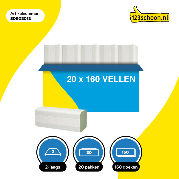 Z-vouw handdoeken 2-laags | 20 pakken | Groen | 123schoon huismerk | Geschikt voor Tork H3 dispenser SDR02012 - 3