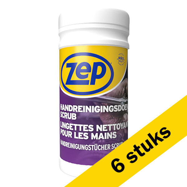 Zep Aanbieding: Zep handreinigingsdoekjes scrub (6 stuks van 100 stuks)  SZE00074 - 1