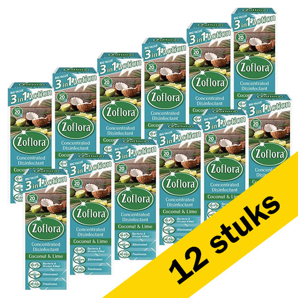 Zoflora Aanbieding: Zoflora allesreiniger concentraat - Coconut & Lime (12 x 500 ml)  SZO00038 - 1