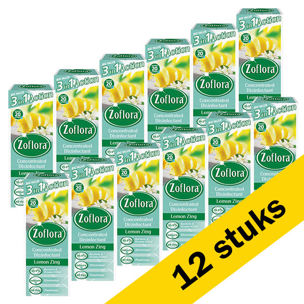 Zoflora Aanbieding: Zoflora allesreiniger concentraat - Lemon Zing (12 x 500 ml)  SZO00054 - 1