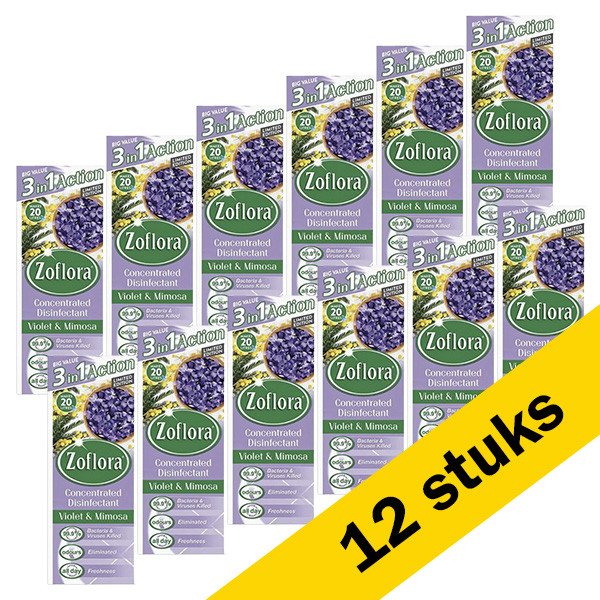 Zoflora Aanbieding: Zoflora allesreiniger concentraat - Violet & Mimosa (12 x 500 ml)  SZO00064 - 1