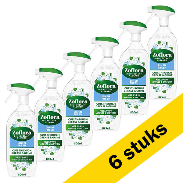 Wijden eiwit marketing Aanbieding: Zoflora allesreiniger multi-purpose spray - Linnen Fresh (6 x  800 ml) Zoflora 123schoon.nl