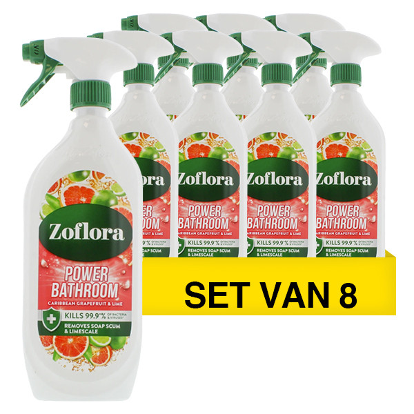 Zoflora Aanbieding: Zoflora badkamerreiniger Caribbean Grapefruit & Lime (8 flessen - 800 ml)  SZO00102 - 1