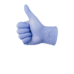 Blauwe latex handschoenen